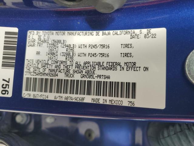 Photo 12 VIN: 3TMCZ5AN5NM492684 - TOYOTA TACOMA DOU 