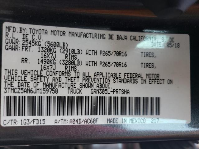 Photo 11 VIN: 3TMCZ5AN6JM159758 - TOYOTA TACOMA DOU 