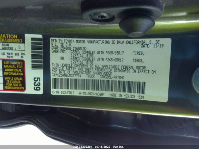 Photo 8 VIN: 3TMCZ5AN6LM307734 - TOYOTA TACOMA 4WD 