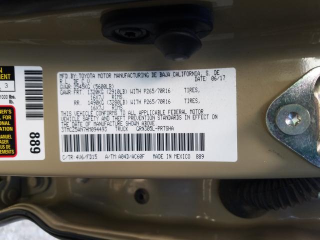 Photo 9 VIN: 3TMCZ5AN7HM094493 - TOYOTA TACOMA DOU 