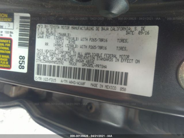 Photo 8 VIN: 3TMCZ5AN8HM052592 - TOYOTA TACOMA 