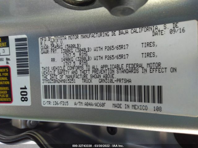 Photo 8 VIN: 3TMDZ5BN2HM015251 - TOYOTA TACOMA 