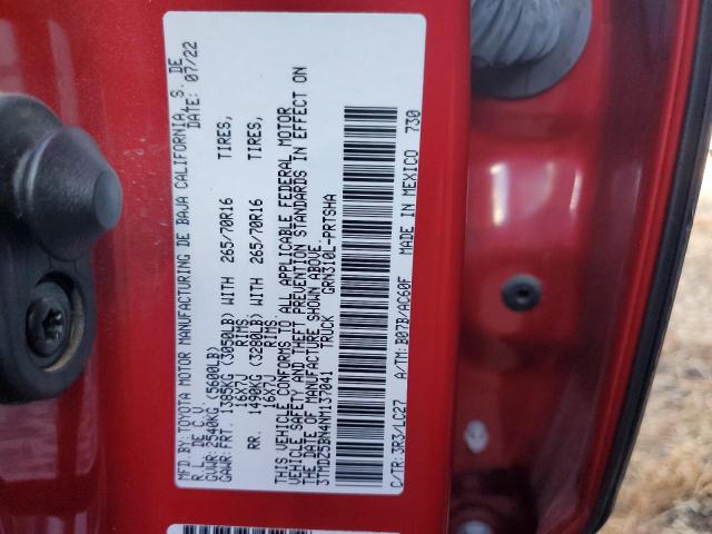 Photo 12 VIN: 3TMDZ5BN4NM137041 - TOYOTA TACOMA DOU 