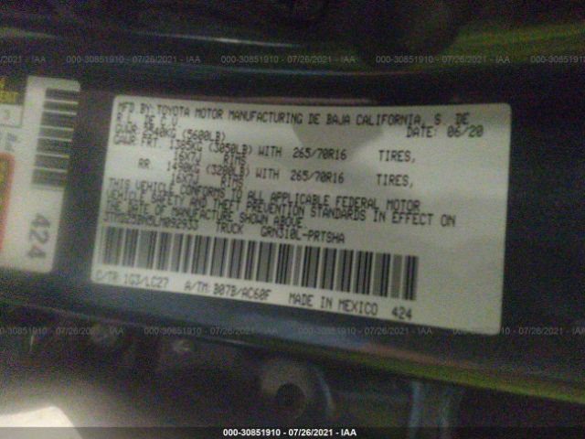 Photo 8 VIN: 3TMDZ5BN5LM092933 - TOYOTA TACOMA 4WD 