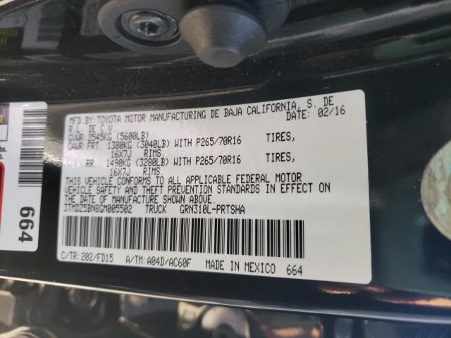 Photo 9 VIN: 3TMDZ5BN8GM005502 - TOYOTA TACOMA DOU 