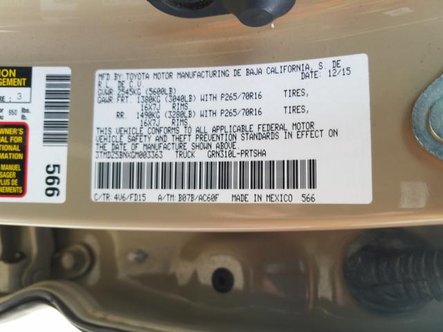 Photo 9 VIN: 3TMDZ5BNXGM003363 - TOYOTA TACOMA DOU 