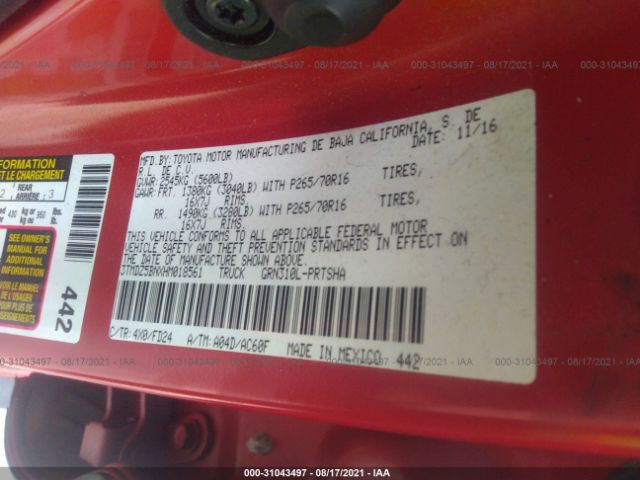 Photo 8 VIN: 3TMDZ5BNXHM018561 - TOYOTA TACOMA 