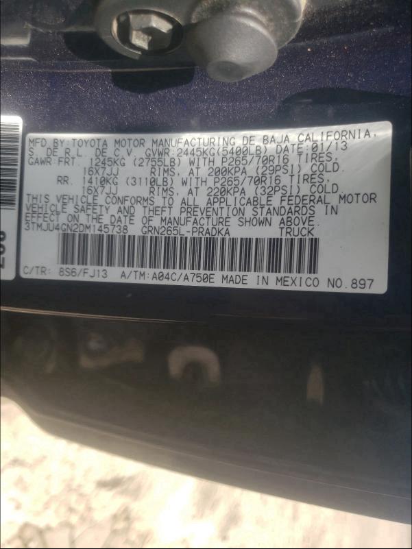 Photo 9 VIN: 3TMJU4GN2DM145738 - TOYOTA TACOMA DOU 