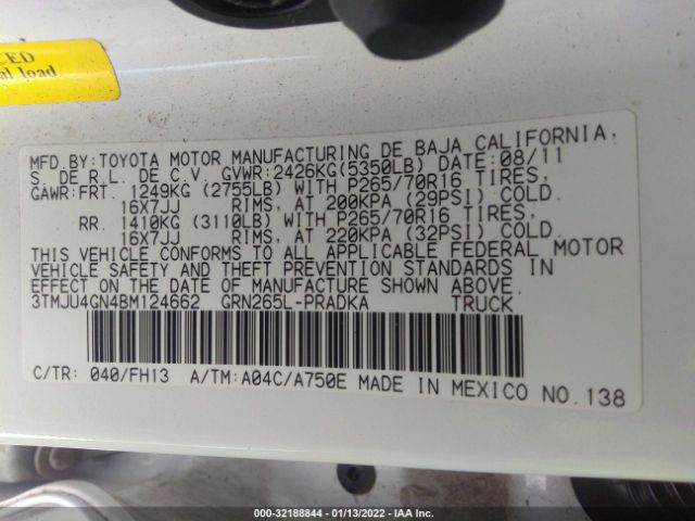 Photo 8 VIN: 3TMJU4GN4BM124662 - TOYOTA TACOMA 