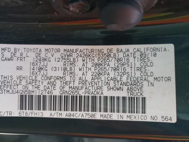 Photo 9 VIN: 3TMJU4GN5BM112746 - TOYOTA TACOMA DOU 