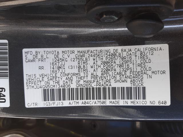 Photo 9 VIN: 3TMJU4GN5CM134036 - TOYOTA TACOMA DOU 