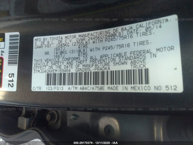 Photo 8 VIN: 3TMJU4GNXEM169464 - TOYOTA TACOMA 