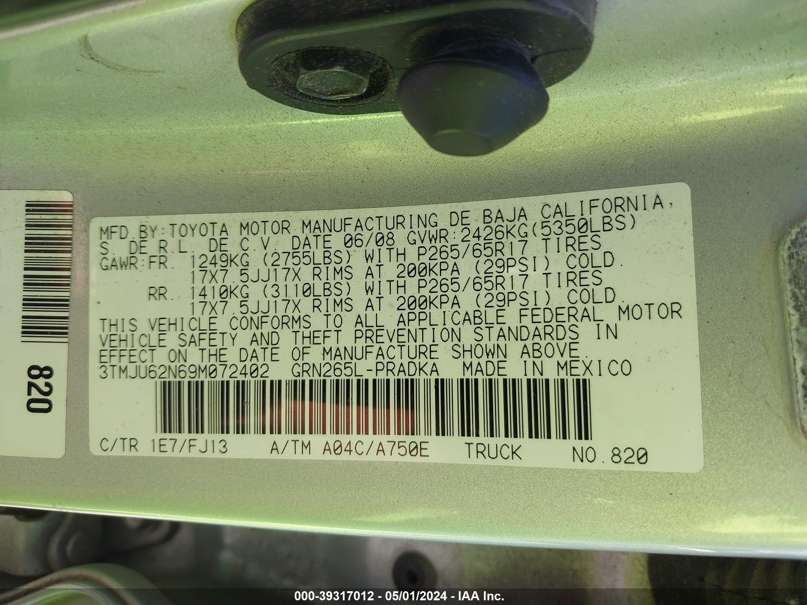 Photo 8 VIN: 3TMJU62N69M072402 - TOYOTA TACOMA 