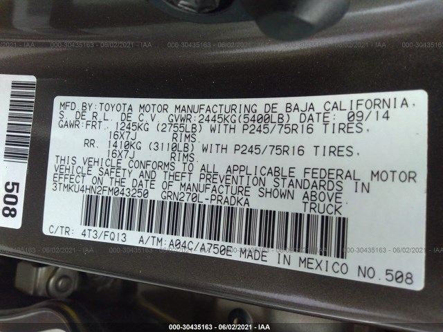 Photo 8 VIN: 3TMKU4HN2FM043250 - TOYOTA TACOMA 