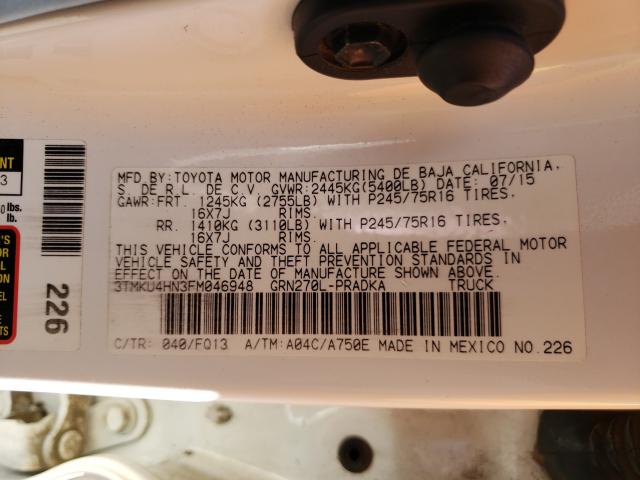 Photo 9 VIN: 3TMKU4HN3FM046948 - TOYOTA TACOMA DOU 