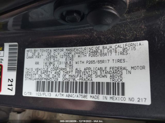 Photo 8 VIN: 3TMKU4HN8FM045729 - TOYOTA TACOMA 