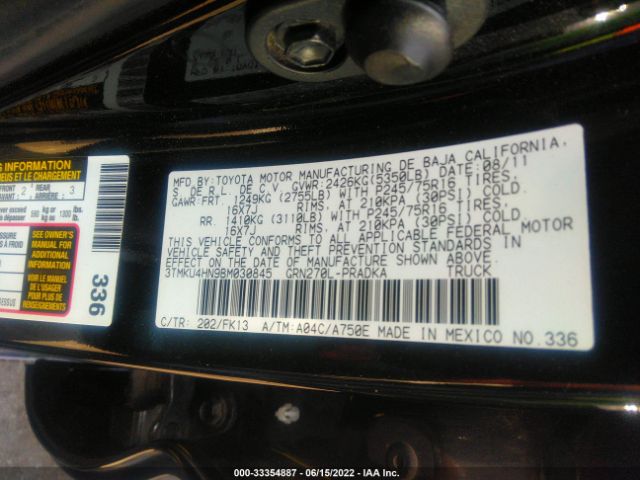 Photo 8 VIN: 3TMKU4HN9BM030845 - TOYOTA TACOMA 