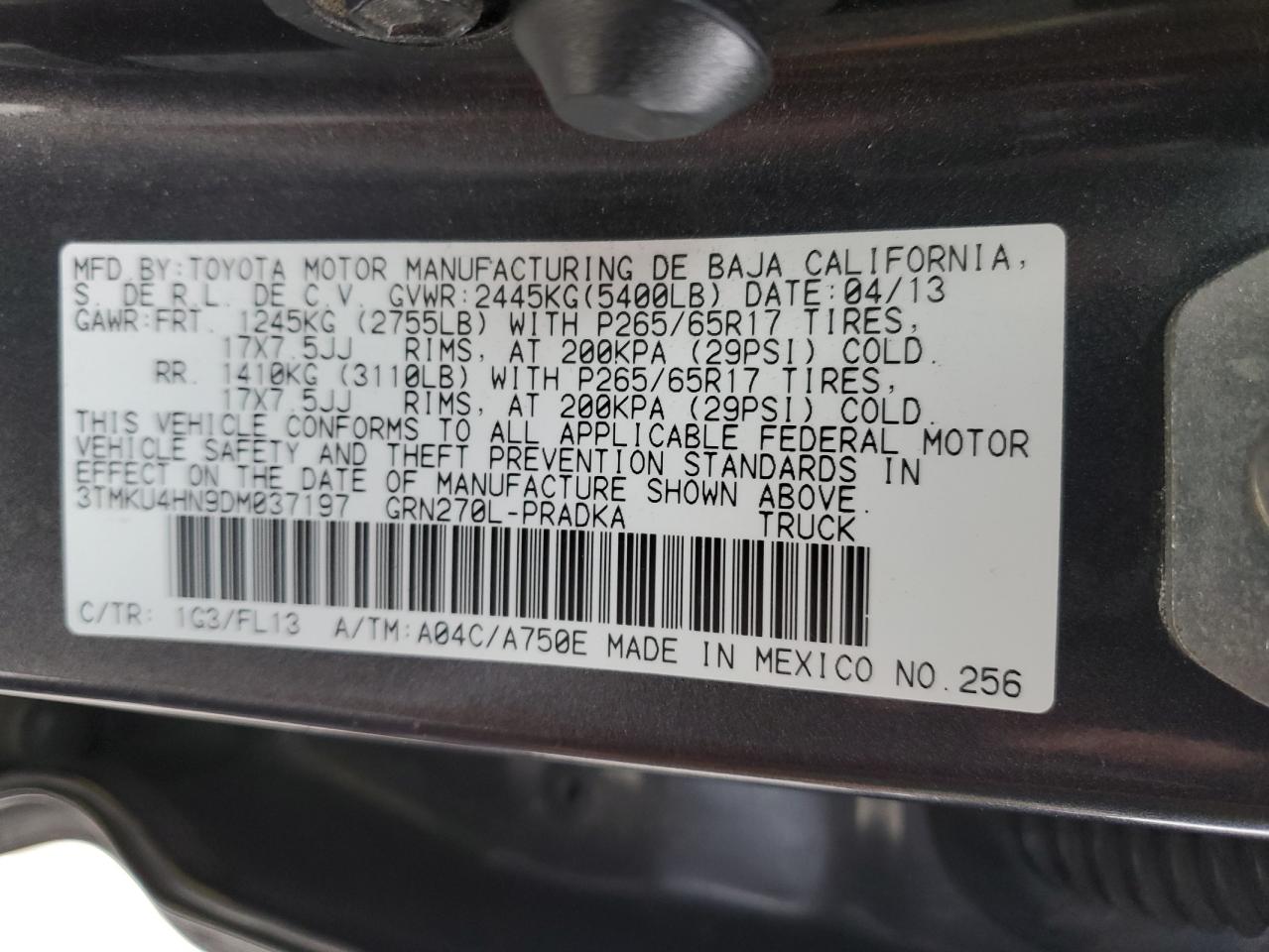 Photo 11 VIN: 3TMKU4HN9DM037197 - TOYOTA TACOMA 