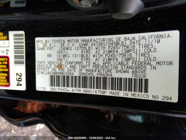 Photo 8 VIN: 3TMLU4EN0BM063984 - TOYOTA TACOMA 