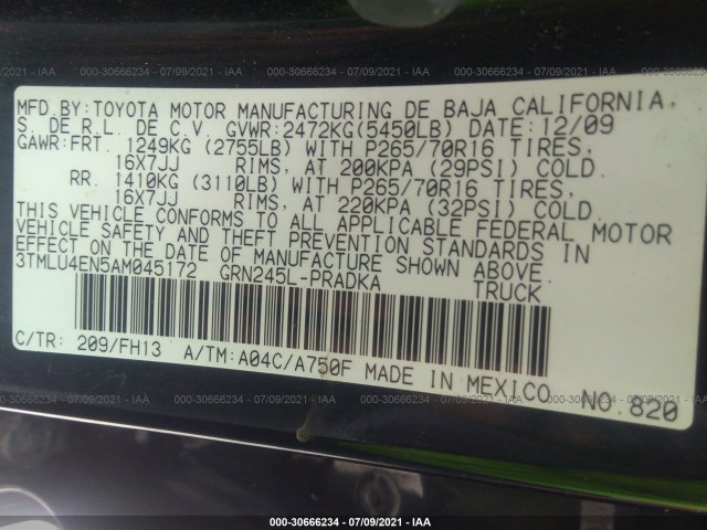 Photo 8 VIN: 3TMLU4EN5AM045172 - TOYOTA TACOMA 