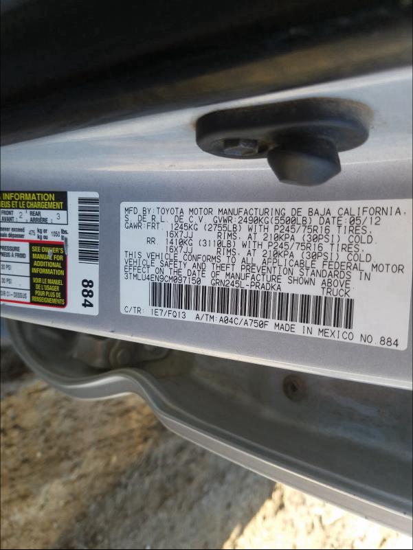 Photo 9 VIN: 3TMLU4EN9CM097150 - TOYOTA TACOMA DOU 