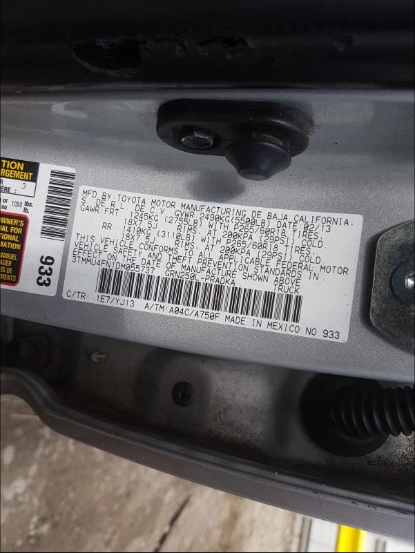 Photo 9 VIN: 3TMMU4FN1DM055737 - TOYOTA TACOMA DOU 