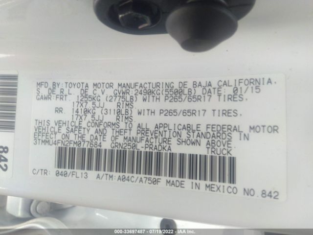 Photo 8 VIN: 3TMMU4FN2FM077684 - TOYOTA TACOMA 