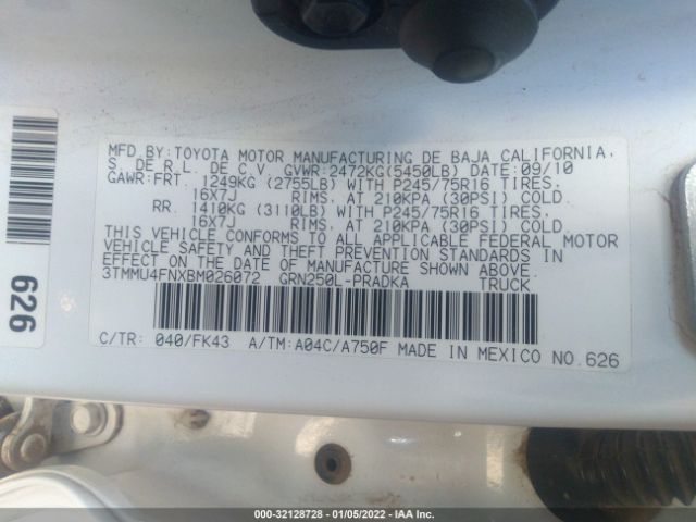 Photo 8 VIN: 3TMMU4FNXBM026072 - TOYOTA TACOMA 