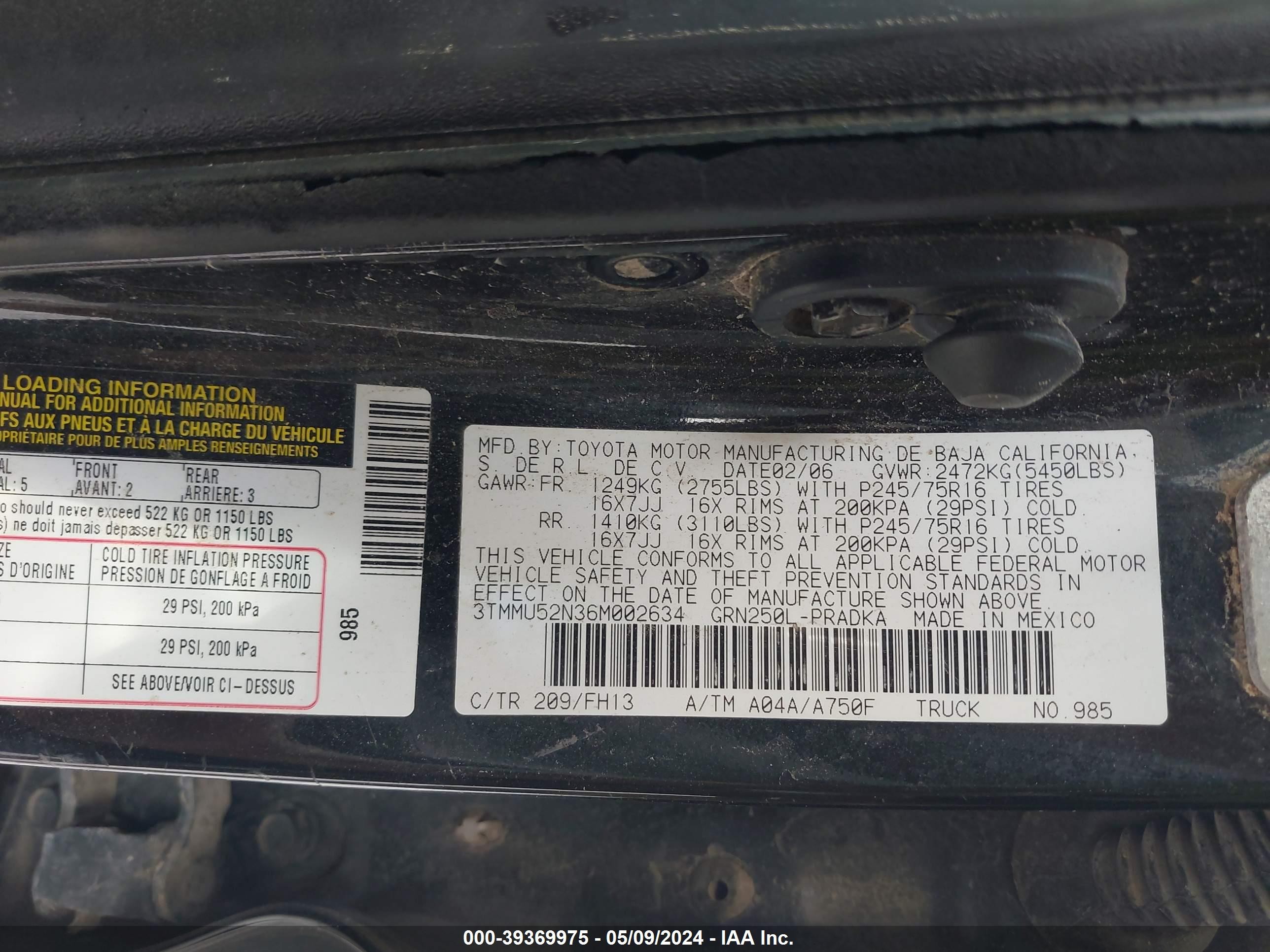 Photo 8 VIN: 3TMMU52N36M002634 - TOYOTA TACOMA 