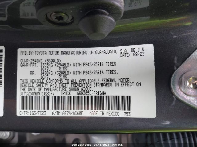 Photo 8 VIN: 3TYCZ5AN0NT102577 - TOYOTA TACOMA 