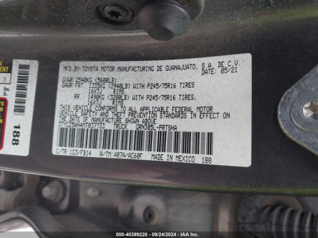 Photo 8 VIN: 3TYCZ5AN4MT037733 - TOYOTA TACOMA 