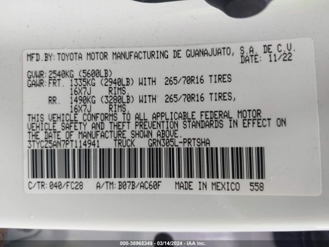 Photo 8 VIN: 3TYCZ5AN7PT114941 - TOYOTA TACOMA DOU 