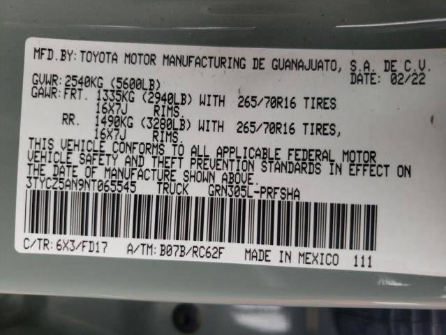 Photo 12 VIN: 3TYCZ5AN9NT065545 - TOYOTA TACOMA DOU 