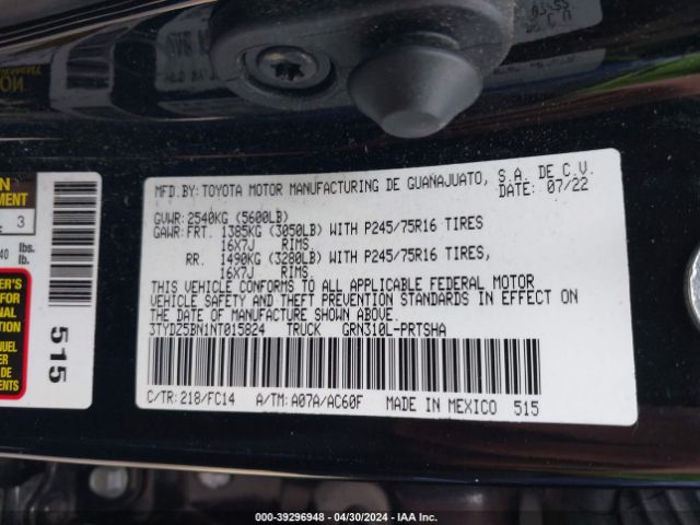 Photo 8 VIN: 3TYDZ5BN1NT015824 - TOYOTA TACOMA 