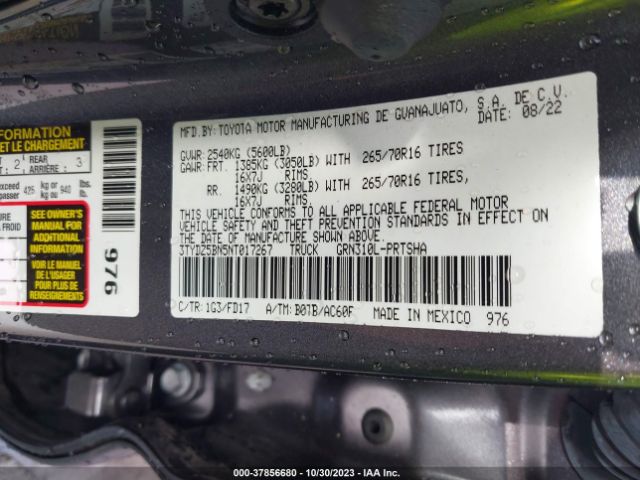 Photo 8 VIN: 3TYDZ5BN5NT017267 - TOYOTA TACOMA 4WD 