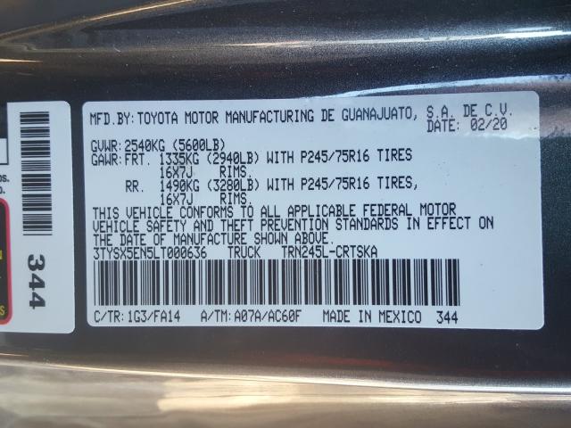 Photo 9 VIN: 3TYSX5EN5LT000636 - TOYOTA TACOMA ACC 