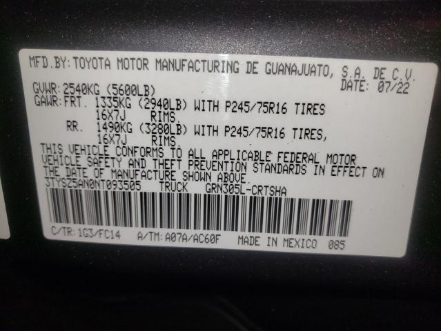 Photo 11 VIN: 3TYSZ5AN0NT093505 - TOYOTA TACOMA ACC 