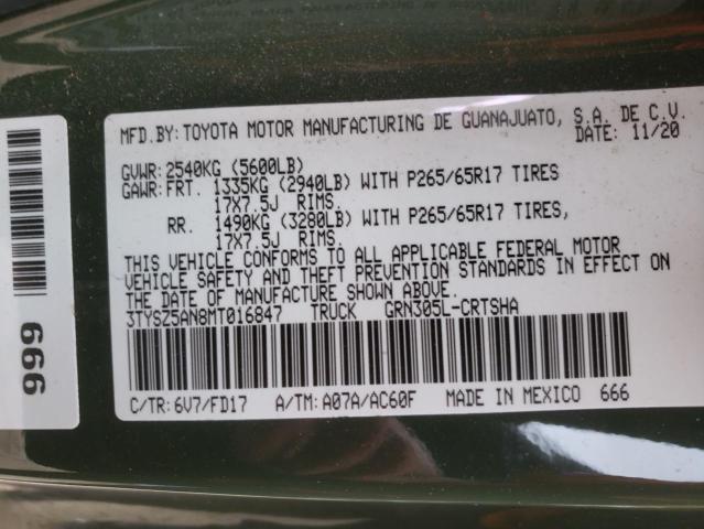 Photo 9 VIN: 3TYSZ5AN8MT016847 - TOYOTA TACOMA ACC 