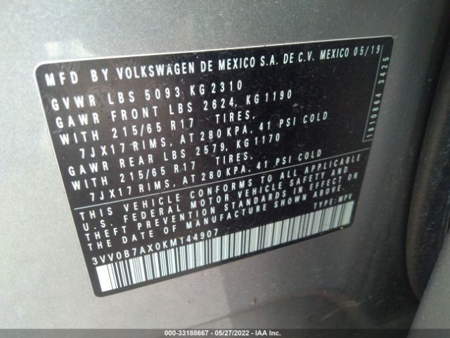 Photo 8 VIN: 3VV0B7AX0KM144907 - VOLKSWAGEN TIGUAN 