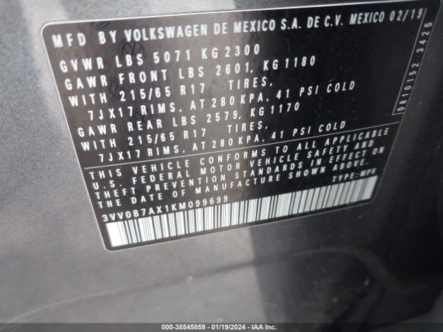 Photo 8 VIN: 3VV0B7AX1KM099699 - VOLKSWAGEN TIGUAN 