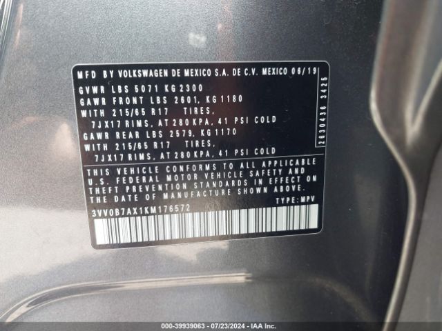 Photo 8 VIN: 3VV0B7AX1KM176572 - VOLKSWAGEN TIGUAN 