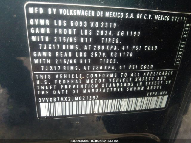 Photo 8 VIN: 3VV0B7AX2JM021267 - VOLKSWAGEN TIGUAN 