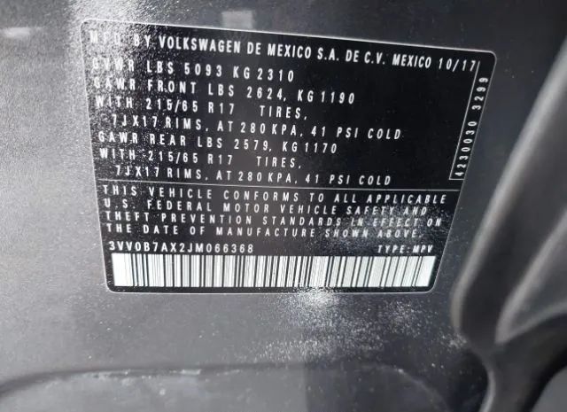 Photo 8 VIN: 3VV0B7AX2JM066368 - VOLKSWAGEN TIGUAN 