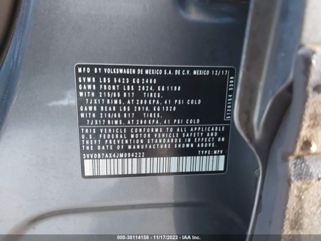 Photo 8 VIN: 3VV0B7AX4JM094222 - VOLKSWAGEN TIGUAN 