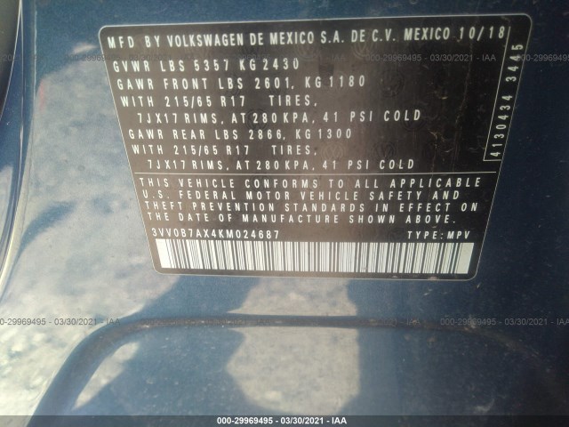 Photo 8 VIN: 3VV0B7AX4KM024687 - VOLKSWAGEN TIGUAN 