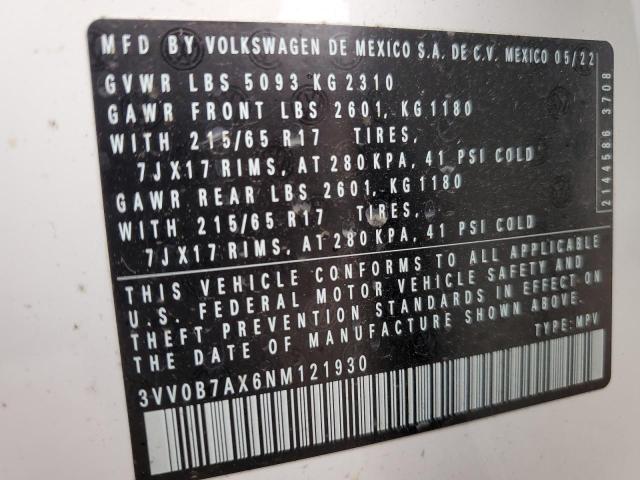 Photo 11 VIN: 3VV0B7AX6NM121930 - VOLKSWAGEN TIGUAN S 