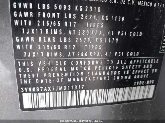 Photo 8 VIN: 3VV0B7AX7JM011317 - VOLKSWAGEN TIGUAN 