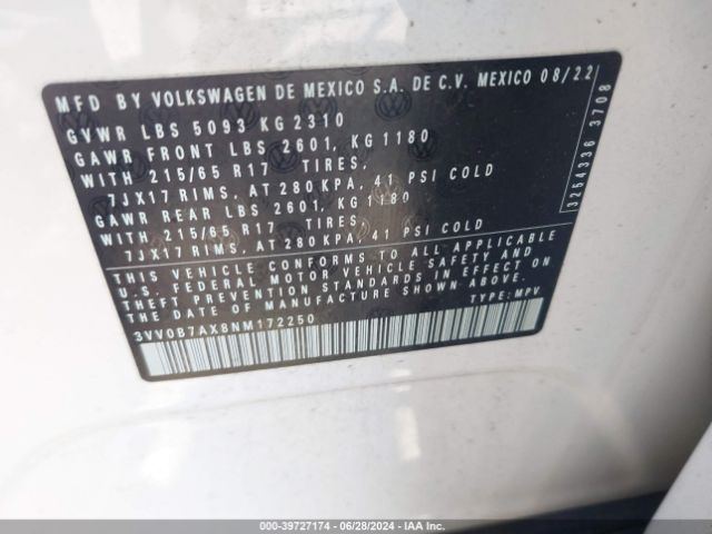 Photo 8 VIN: 3VV0B7AX8NM172250 - VOLKSWAGEN TIGUAN 