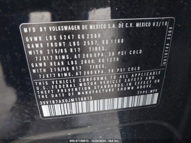 Photo 8 VIN: 3VV1B7AX0JM118813 - VOLKSWAGEN TIGUAN 