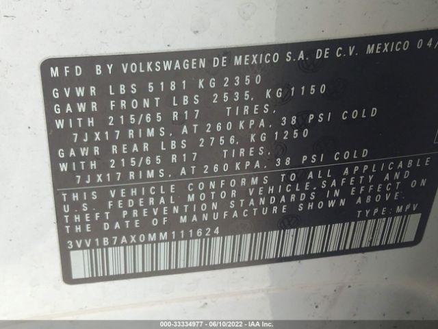 Photo 8 VIN: 3VV1B7AX0MM111624 - VOLKSWAGEN TIGUAN 